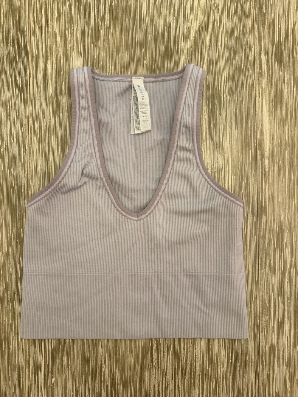 Athleta Aurora Seamless Ribbed V-Neck Crop Tank Top - Lavender XXS